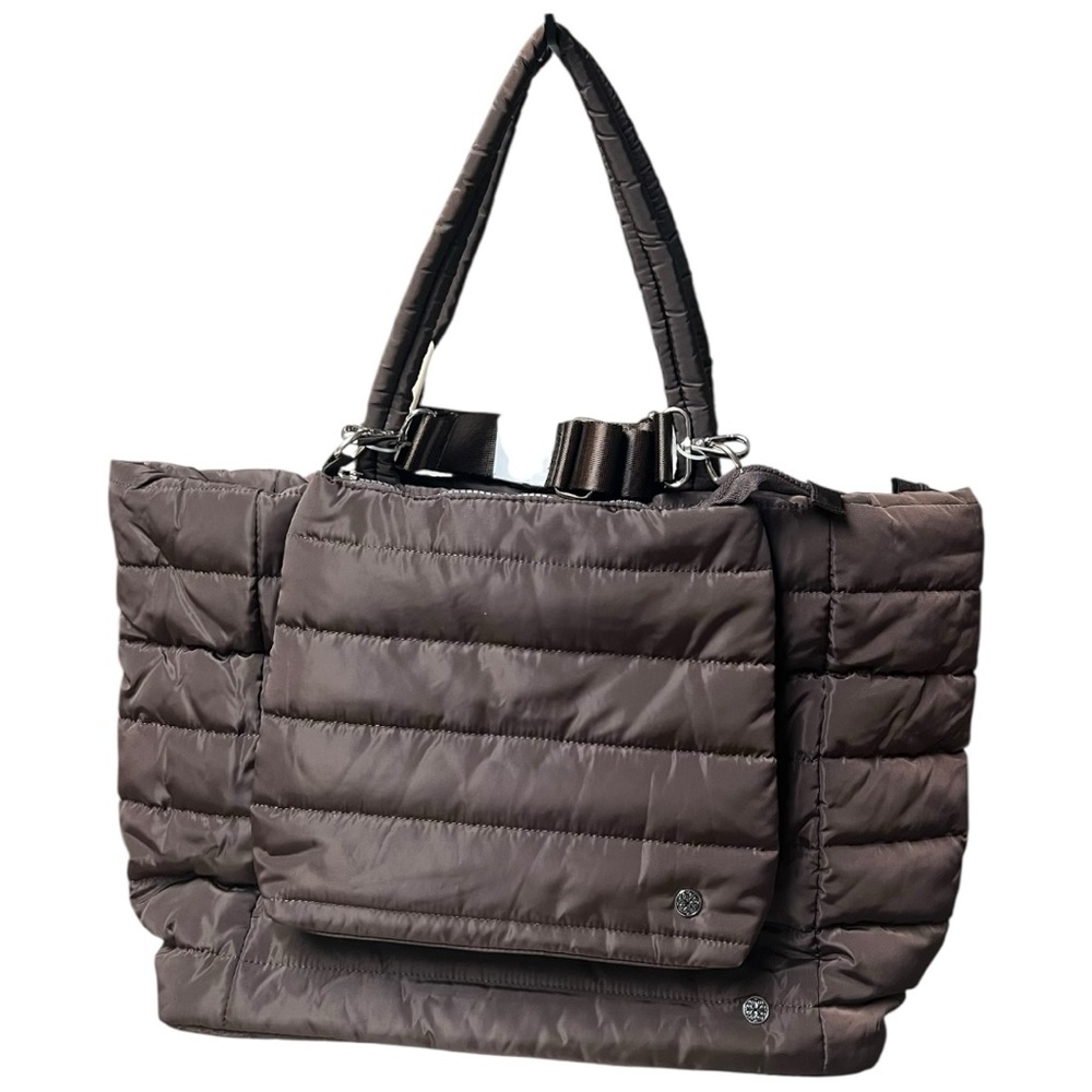 Cee Klein Puffer Tote Large Brown Quilted Nylon‎ Crossbody Bag Set New